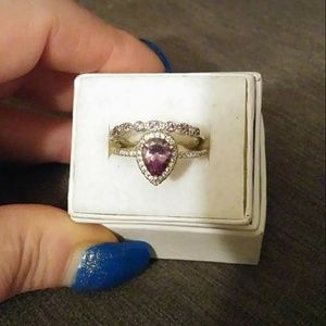 New 2 piece amethyst rings
